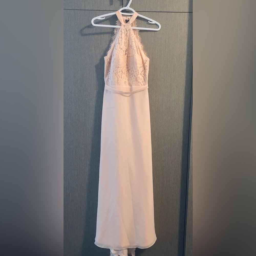 Christina Wu Blush Pink Lace Gown